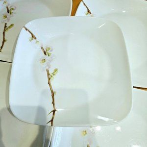 Lot of 5 Corelle Cherry Blossom Square Dinner Plates